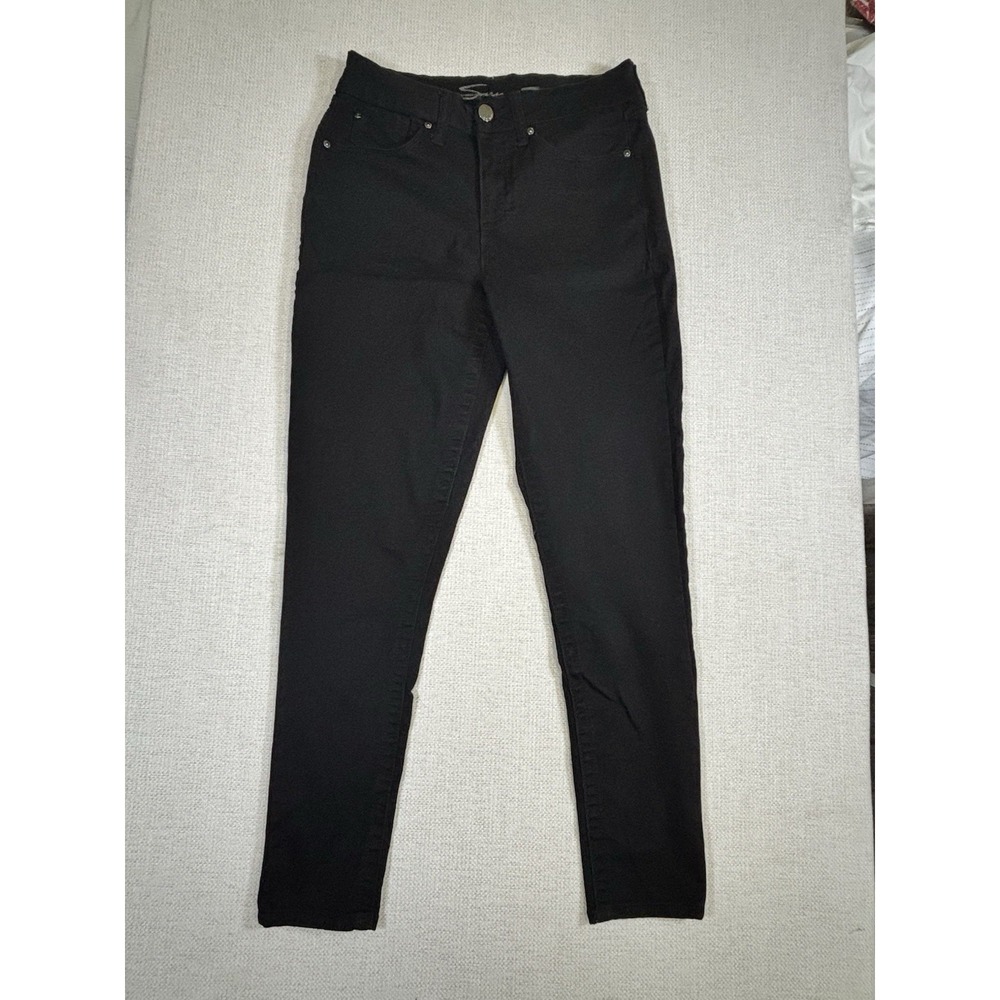 Seven7 Women's Slim Fit High Rise Black Tummyless Skinny Stretch Jeans Size 8
